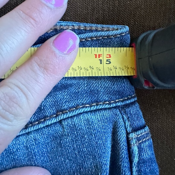 WHBM Blue Slim Straight Mid Waist Jeans Beaded Embroidered Floral Print Sz 8P - Picture 11 of 12